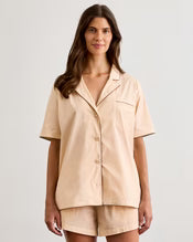 Vanilla & Espresso Piped Short Sleeve Shirt